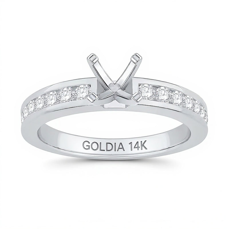 0.38 CT. TW Channel-Set Diamond Solitaire Semi Mount in 14K White Gold