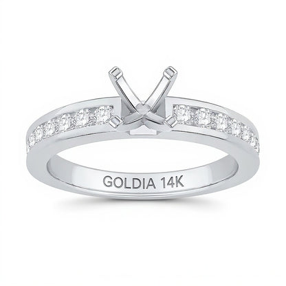 0.38 CT. TW Channel-Set Diamond Solitaire Semi Mount in 14K White Gold