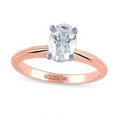 1.0 CT. Oval Lab-Grown Diamond Solitaire Engagement Ring in 14K Rose Gold (F/VS2)