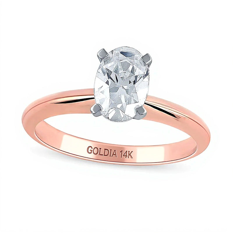 1.0 CT. Oval Lab-Grown Diamond Solitaire Engagement Ring in 14K Rose Gold (F/VS2)
