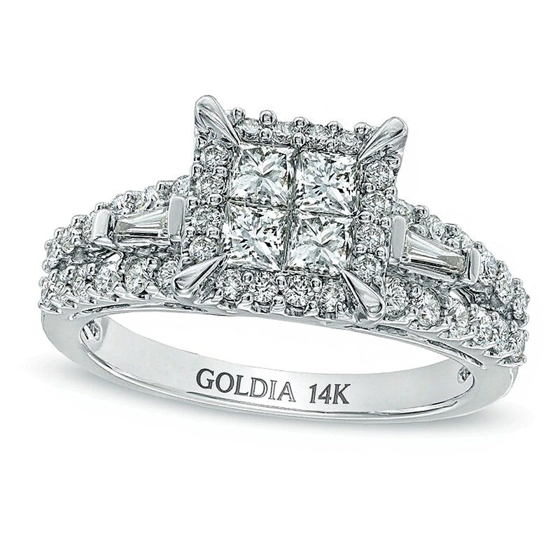 1.2 CT. TW Quad Princess-Cut Diamond Engagement Ring in 14K White Gold