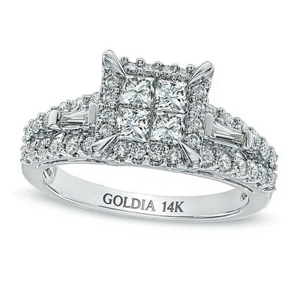 1.2 CT. TW Quad Princess-Cut Diamond Engagement Ring in 14K White Gold