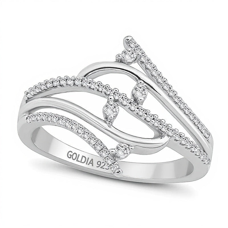 0.25 CT. TW Diamond Bypass Wave Ring in Sterling Silver