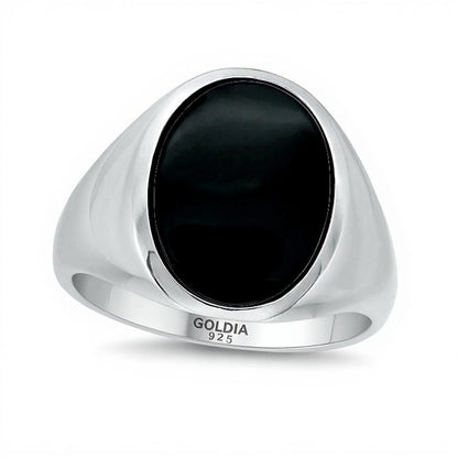Oval Onyx Signet Ring in Sterling Silver