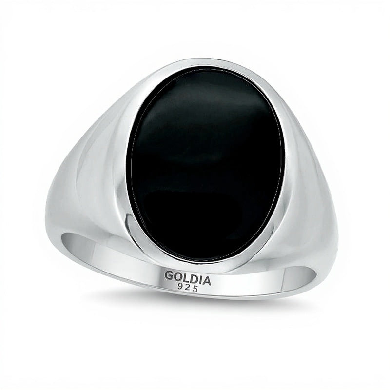 Oval Onyx Signet Ring in Sterling Silver