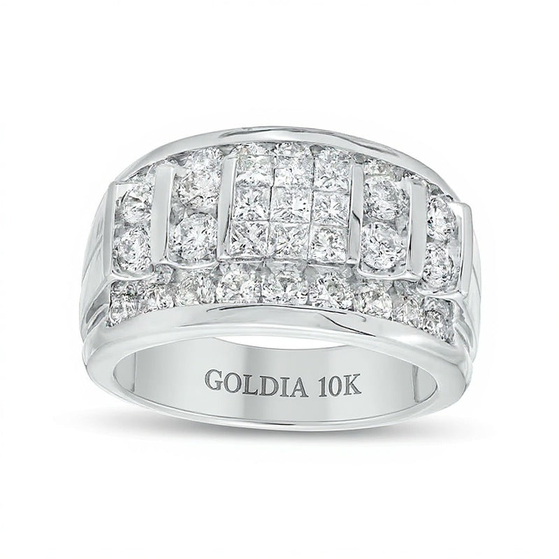 3.0 CT. TW Square-Shaped Multi-Diamond Channel and Vertical Row Band in 10K White Gold