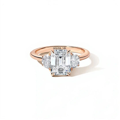 Zales x SHAHLA Lab-Grown Center Diamond 2.33 CT. TW Arch Three Stone Engagement Ring in 14K Rose Gold