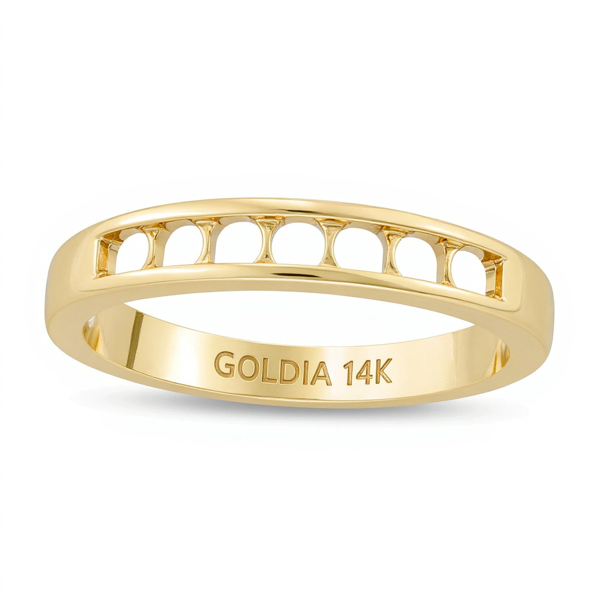 Blue Sapphire and 0.13 CT. TW Diamond Channel-Set Alternating Band in 14K Gold
