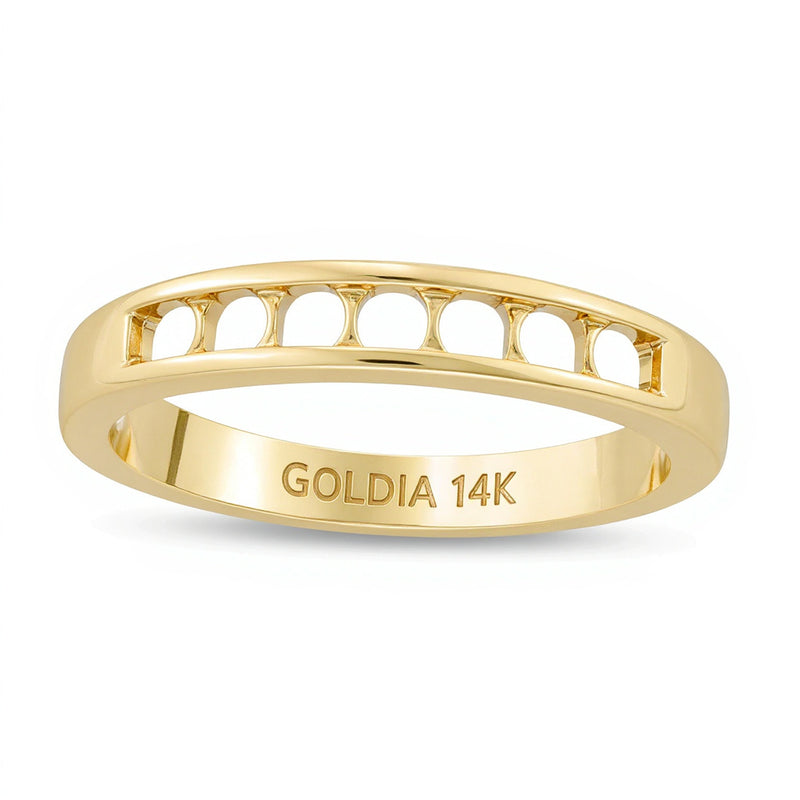 Blue Sapphire and 0.13 CT. TW Diamond Channel-Set Alternating Band in 14K Gold