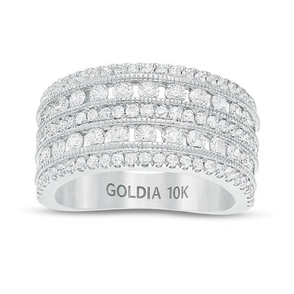 2.0 CT. TW Diamond Multi-Row Vintage-Style Engagement Ring in 10K White Gold