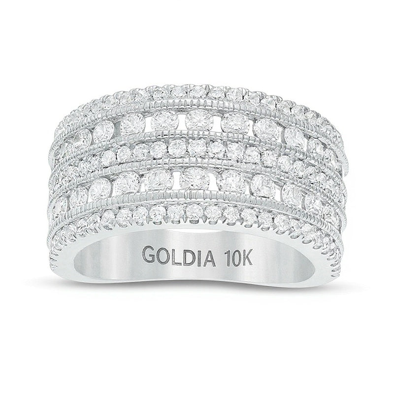2.0 CT. TW Diamond Multi-Row Vintage-Style Engagement Ring in 10K White Gold