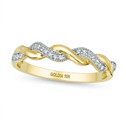 0.1 CT. TW Diamond Twist Vintage-Style Band in 10K Gold