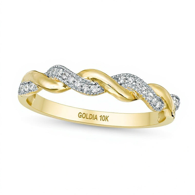 0.1 CT. TW Diamond Twist Vintage-Style Band in 10K Gold