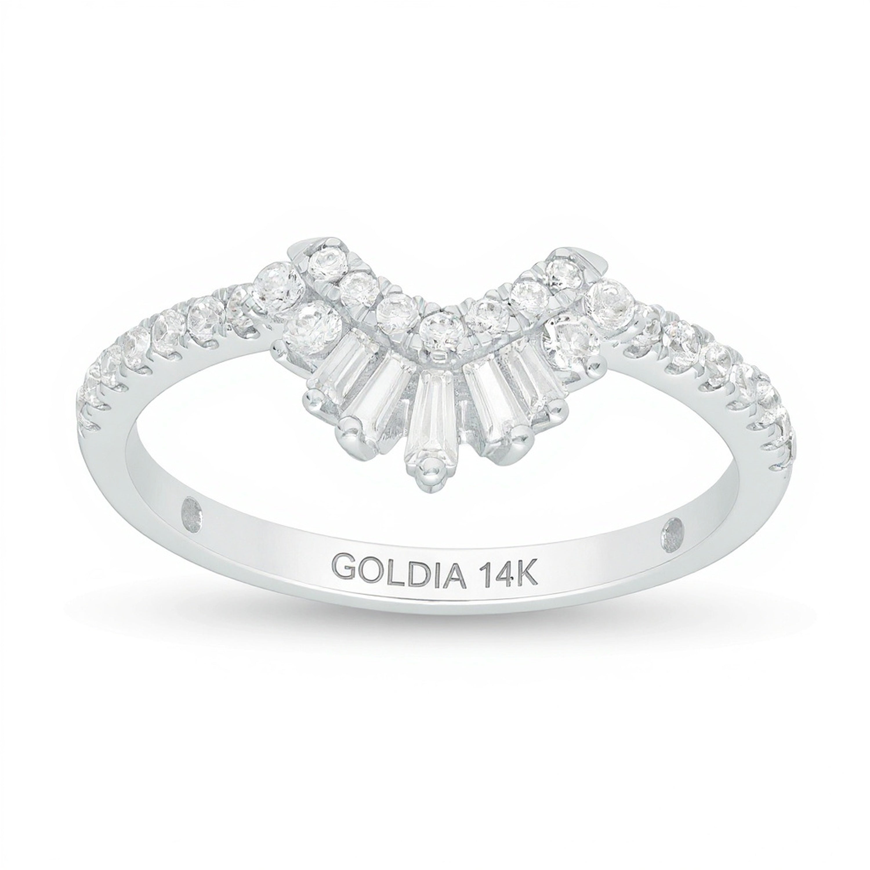 0.38 CT. TW Diamond Contour Crown Anniversary Band in 14K White Gold