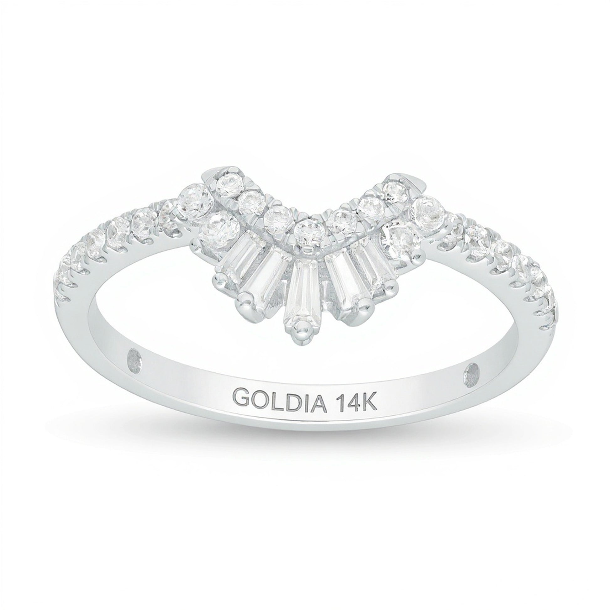 0.38 CT. TW Diamond Contour Crown Anniversary Band in 14K White Gold