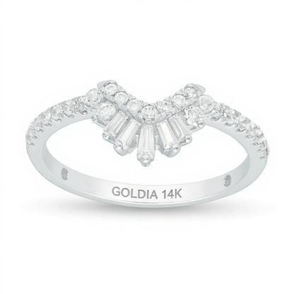 0.38 CT. TW Diamond Contour Crown Anniversary Band in 14K White Gold