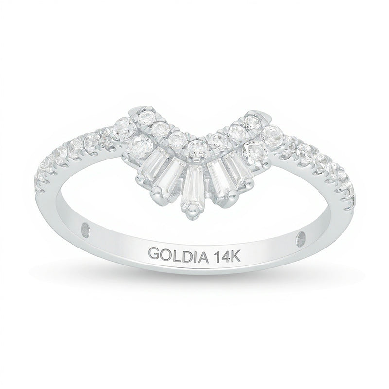 0.38 CT. TW Diamond Contour Crown Anniversary Band in 14K White Gold