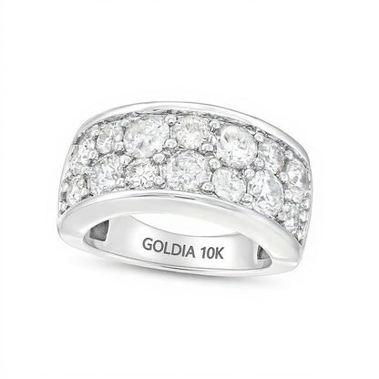 3.25 CT. TW Diamond Alternating Double-Row Anniversary Band in 10K White Gold