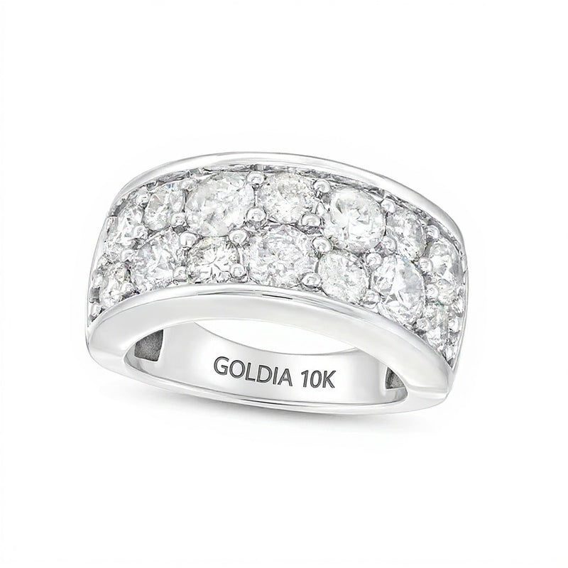 3.25 CT. TW Diamond Alternating Double-Row Anniversary Band in 10K White Gold