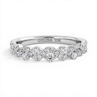 0.38 CT. TW Lab-Grown Diamond Double Row Wave Stackable Band in 10K White Gold (F/VS2)
