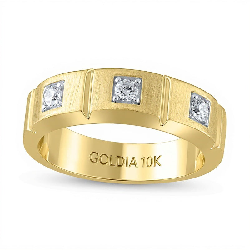 0.25 CT. TW Diamond Square Station Three Stone Band in 10K Gold