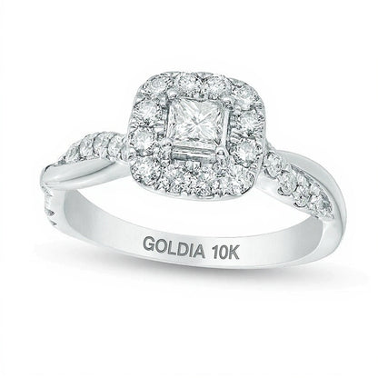 0.88 CT. TW Princess-Cut Diamond Frame Twist Shank Engagement Ring in 10K White Gold