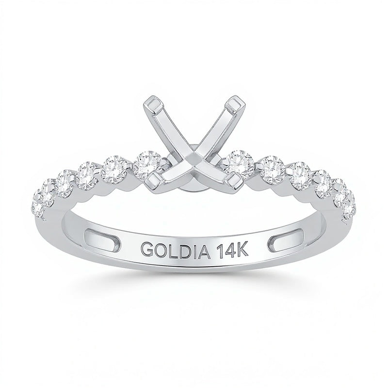 0.33 CT. TW Diamond Vintage-Inspired Solitaire Semi Mount in 14K White Gold