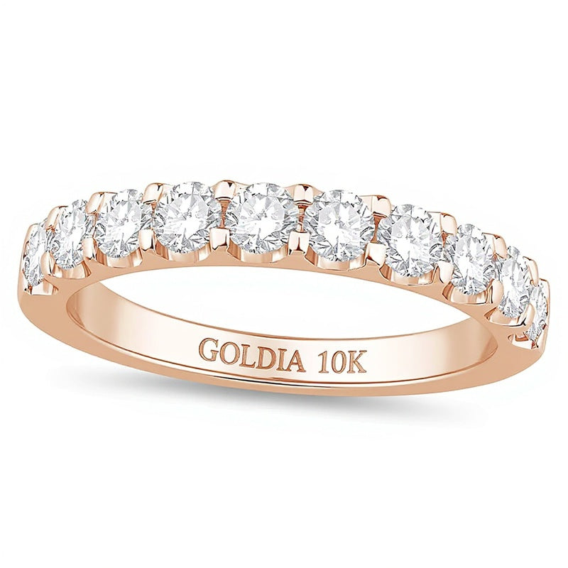 0.88 CT. TW Diamond Ten Stone Anniversary Band in 10K Rose Gold