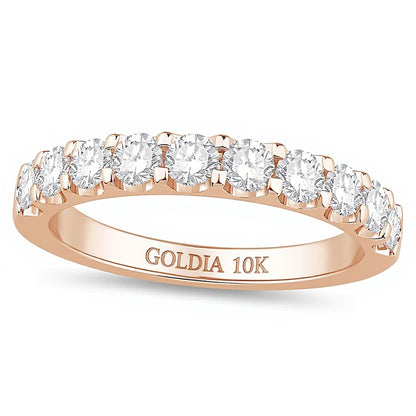 0.88 CT. TW Diamond Ten Stone Anniversary Band in 10K Rose Gold