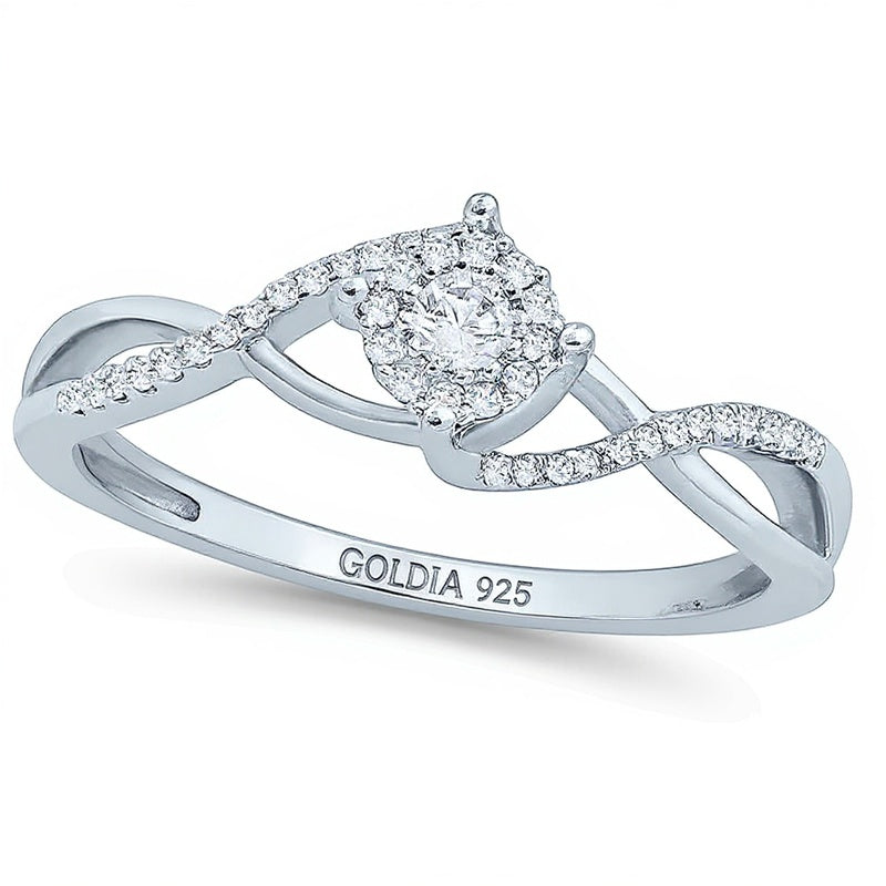 0.17 CT. TW Diamond Frame Bypass Twist Promise Ring in Sterling Silver