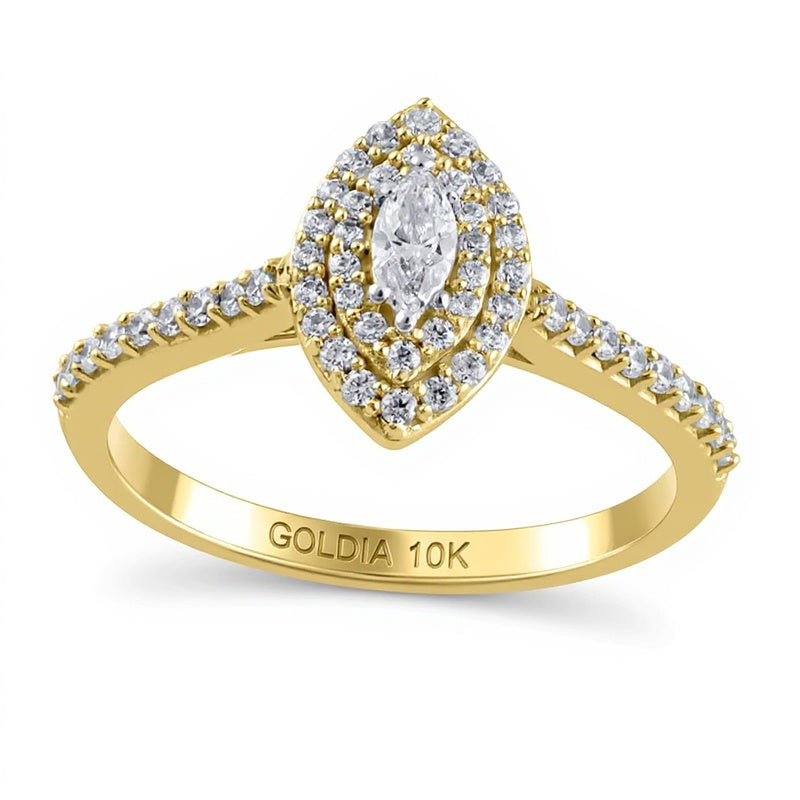 0.5 CT. TW Marquise Diamond Double Frame Engagement Ring in 10K Gold
