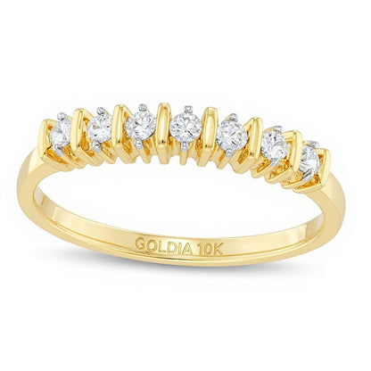 0.1 CT. TW Diamond Seven Stone Wedding Band in 10K Gold