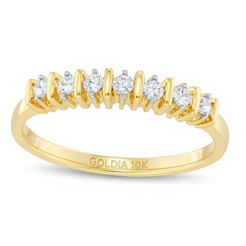 0.1 CT. TW Diamond Seven Stone Wedding Band in 10K Gold