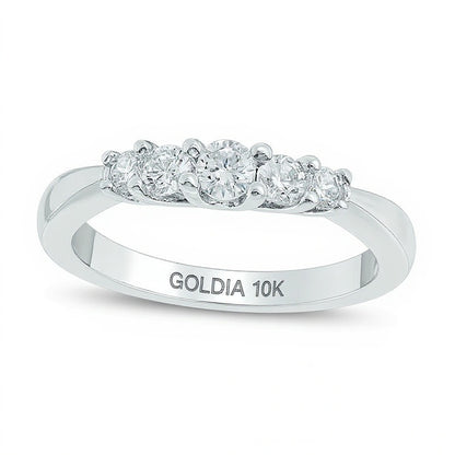 0.5 CT. TW Diamond Five Stone Anniversary Band in 10K White Gold