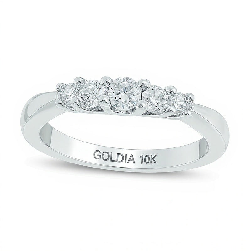 0.5 CT. TW Diamond Five Stone Anniversary Band in 10K White Gold