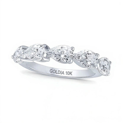 2.0 CT. TW Pear-Shaped Lab-Grown Diamond Five Stone Anniversary Band in 10K White Gold (F/VS2)
