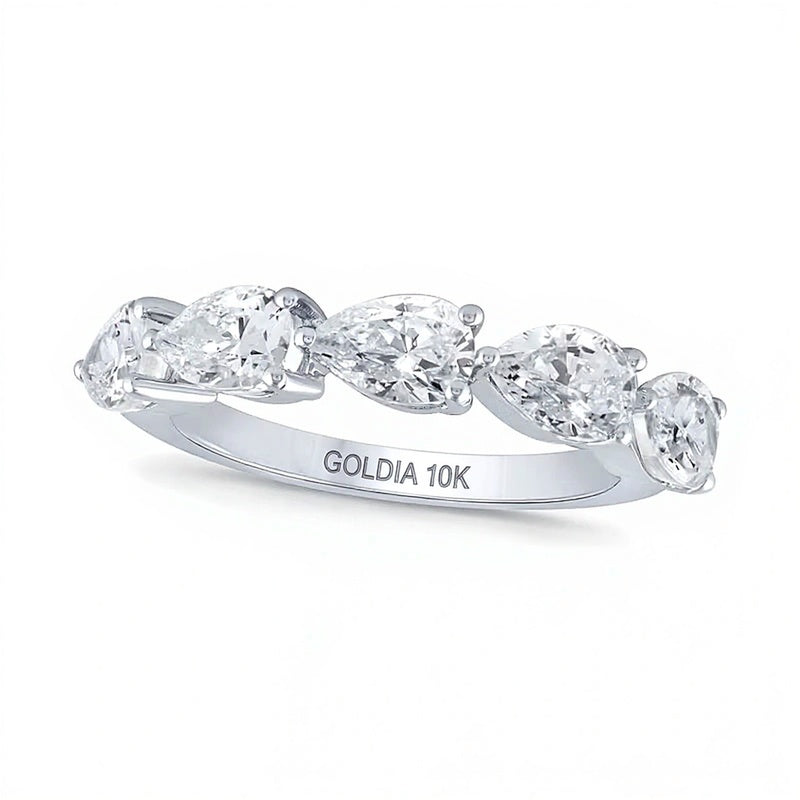 2.0 CT. TW Pear-Shaped Lab-Grown Diamond Five Stone Anniversary Band in 10K White Gold (F/VS2)