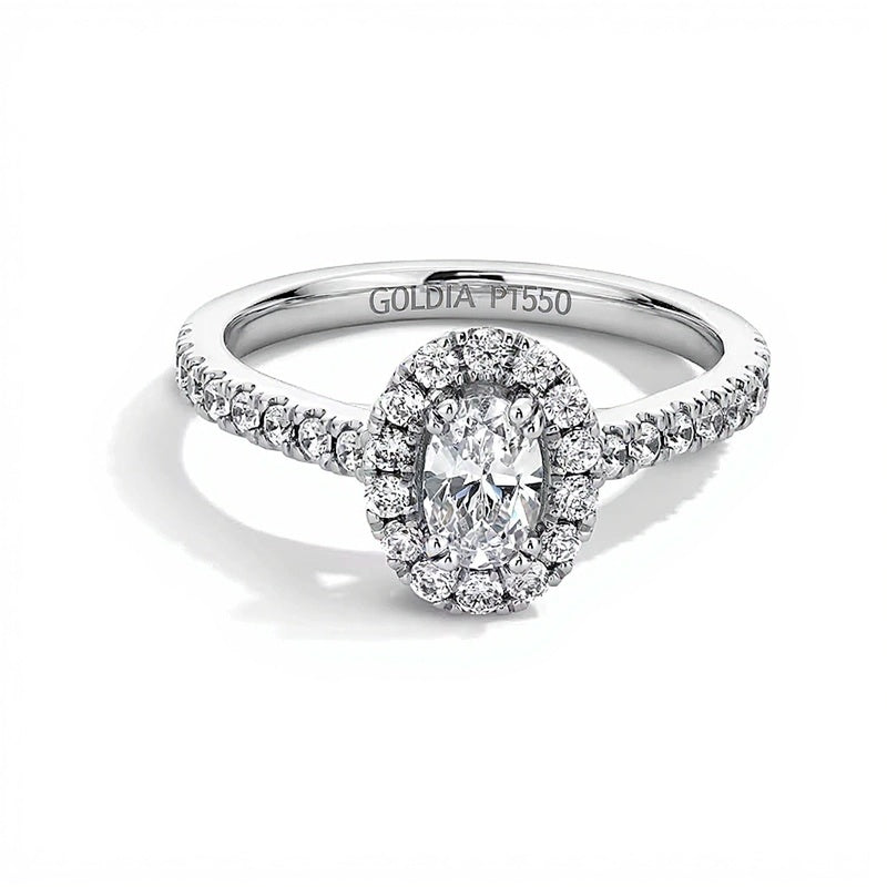 1.0 CT. TW Oval Lab-Grown Diamond Frame Engagement Ring in Platinum (F/SI2)