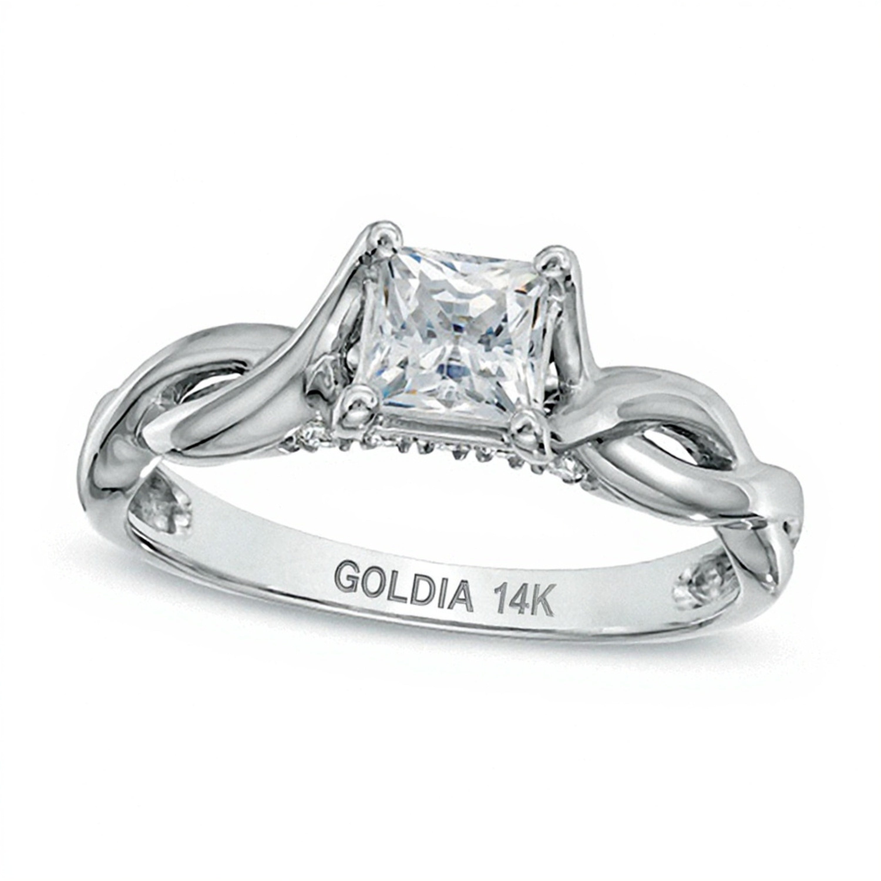 1.0 CT. TW Princess-Cut Diamond Twist Shank Engagement Ring in 14K White Gold (J/I3)