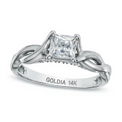 1.0 CT. TW Princess-Cut Diamond Twist Shank Engagement Ring in 14K White Gold (J/I3)