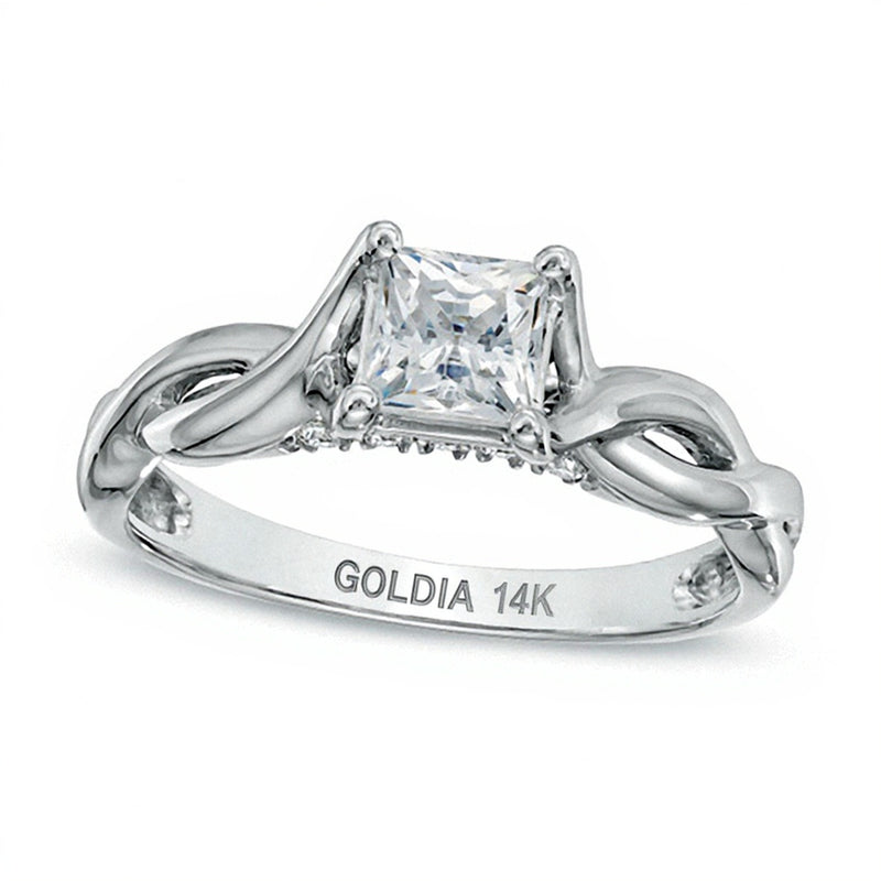 1.0 CT. TW Princess-Cut Diamond Twist Shank Engagement Ring in 14K White Gold (J/I3)