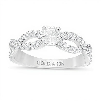 1.0 CT. TW Diamond Infinity Twist Shank Engagement Ring in 10K White Gold
