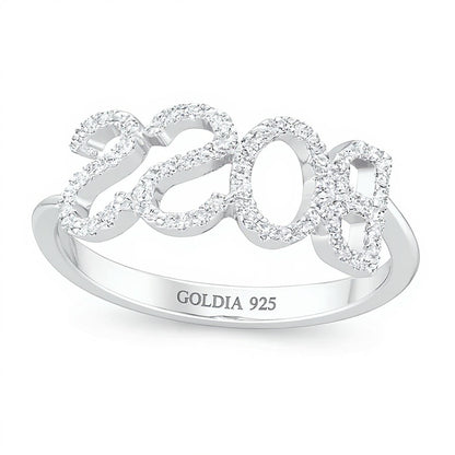 Love Talks 0.13 CT. TW Diamond "BOSS" Script Ring in Sterling Silver