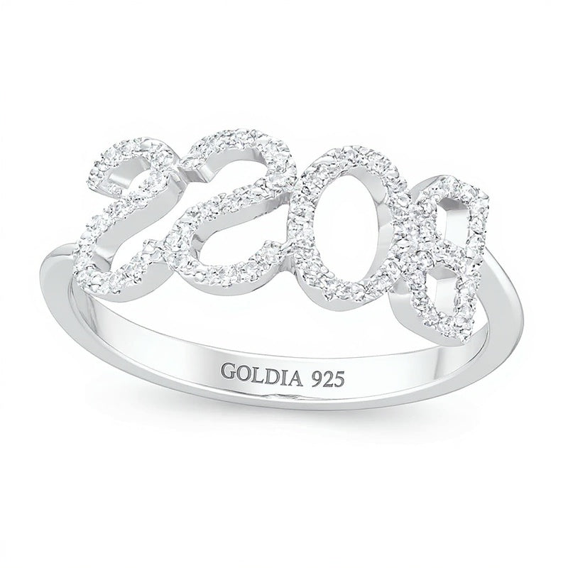 Love Talks 0.13 CT. TW Diamond "BOSS" Script Ring in Sterling Silver