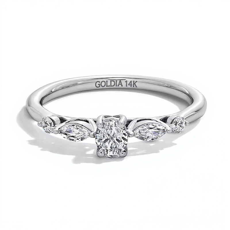 0.5 CT. TW Multi-Shaped Diamond Five Stone Engagement Ring in 14K White Gold
