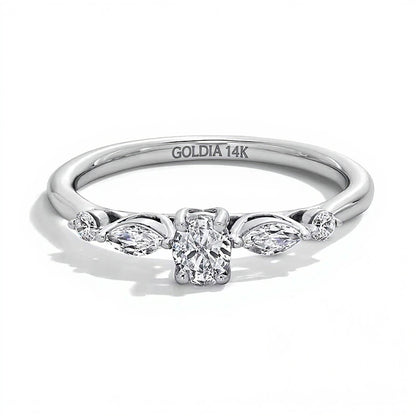 0.5 CT. TW Multi-Shaped Diamond Five Stone Engagement Ring in 14K White Gold