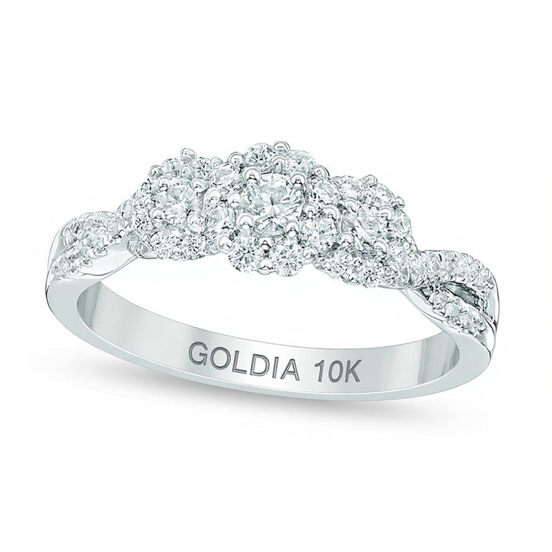 0.5 CT. TW Composite Diamond Three Stone Engagement Ring in 10K White Gold