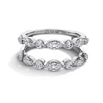 1.5 CT. TW Marquise and Round Lab-Grown Diamond Solitaire Enhancer in 14K White Gold (F/VS2)