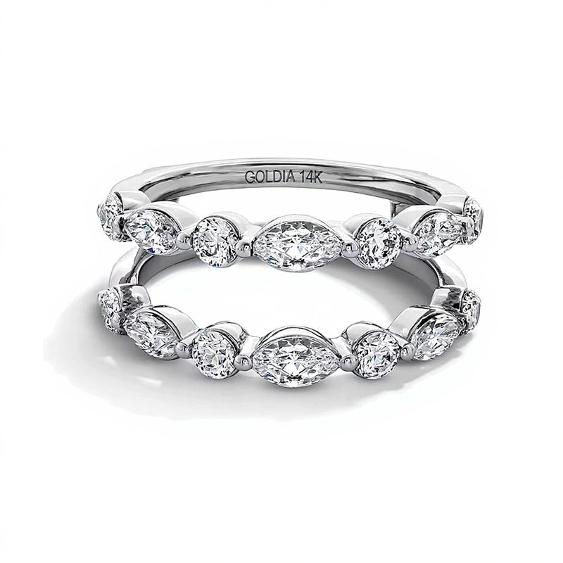 1.5 CT. TW Marquise and Round Lab-Grown Diamond Solitaire Enhancer in 14K White Gold (F/VS2)