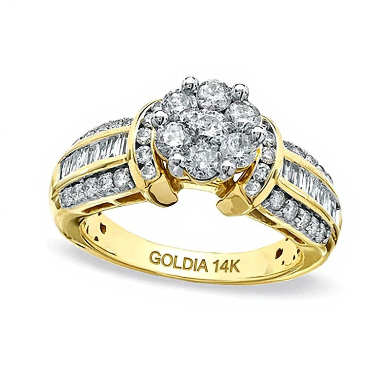 1.25 CT. TW Diamond Flower Collar Ring in 14K Gold
